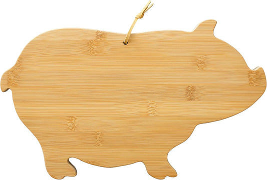 Pig Shaped Bamboo Wood Cutting Board and Charcuterie Board
