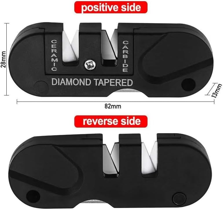 Pocket Knife Sharpener & Survival Tool,Preset Carbide and Ceramic Stone Sharpeners Fold-Out Diamond Coated Rod Outdoor Hunting Knife & Hook Sharpener, Handheld, Compact, Lightweight, Multiuse