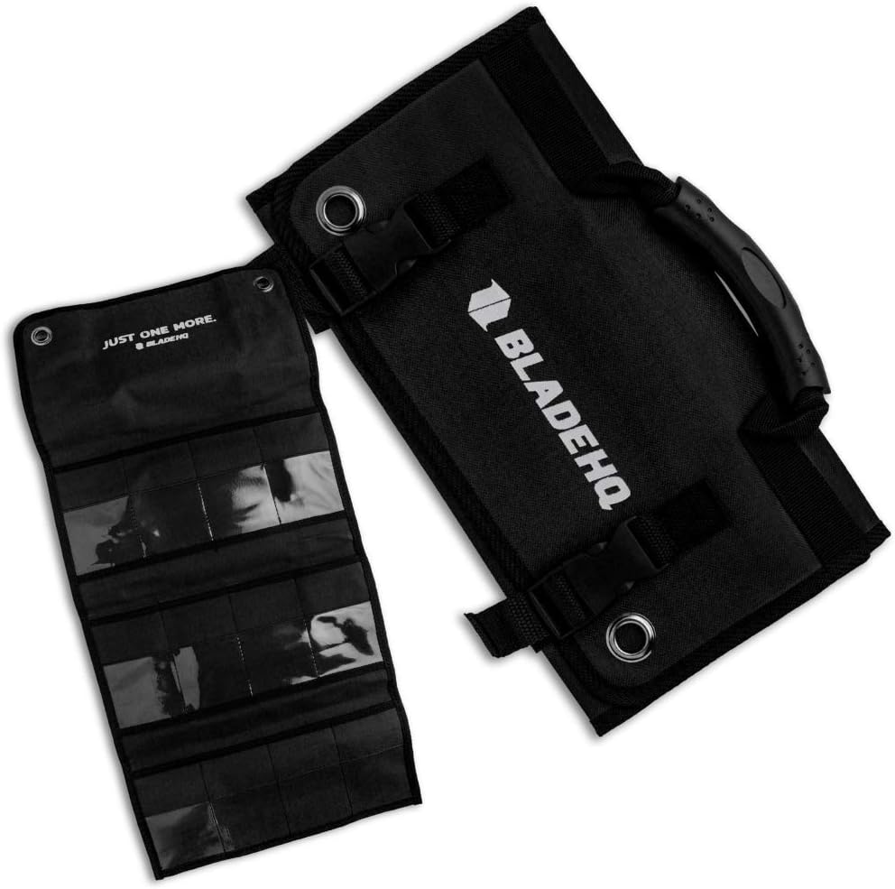 Knife Roll Bag Carry Case | Durable Nylon Storage Pocket With Carrier Handle - Black