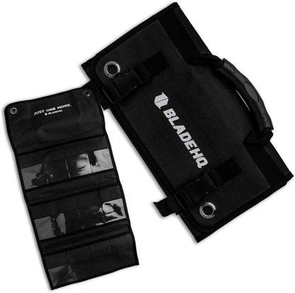 Knife Roll Bag Carry Case | Durable Nylon Storage Pocket With Carrier Handle - Black