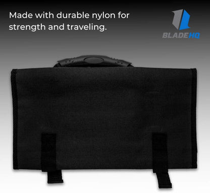 Knife Roll Bag Carry Case | Durable Nylon Storage Pocket With Carrier Handle - Black