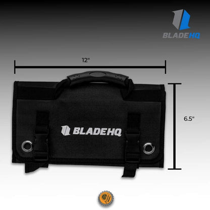 Knife Roll Bag Carry Case | Durable Nylon Storage Pocket With Carrier Handle - Black