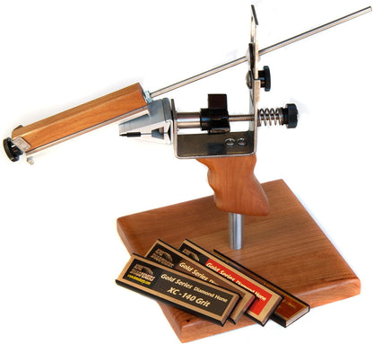 KME Precision Knife Sharpener System with 4 Gold Series Diamond Hones - Base Included