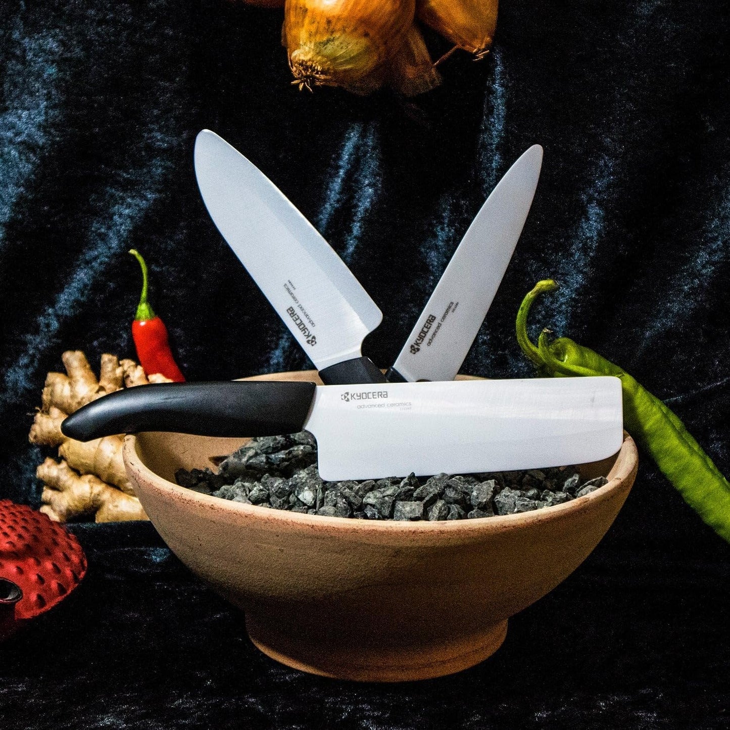 Advanced Ceramic Revolution Series 6-inch, Chef's Santoku Knife, Black Handle, White Blade , 6 Inch - FK-160 WH | Revolution 6” Ceramic Santoku Chef’s Knife: Versatile Zirconia Blade for Precise Daily Meal Preparation