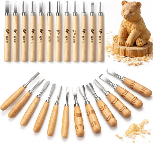 24PCS Wood Knife Kit Set Wood Carving Kit,Professional Chisel Set, including Small, Middle, Large size (24PCS)