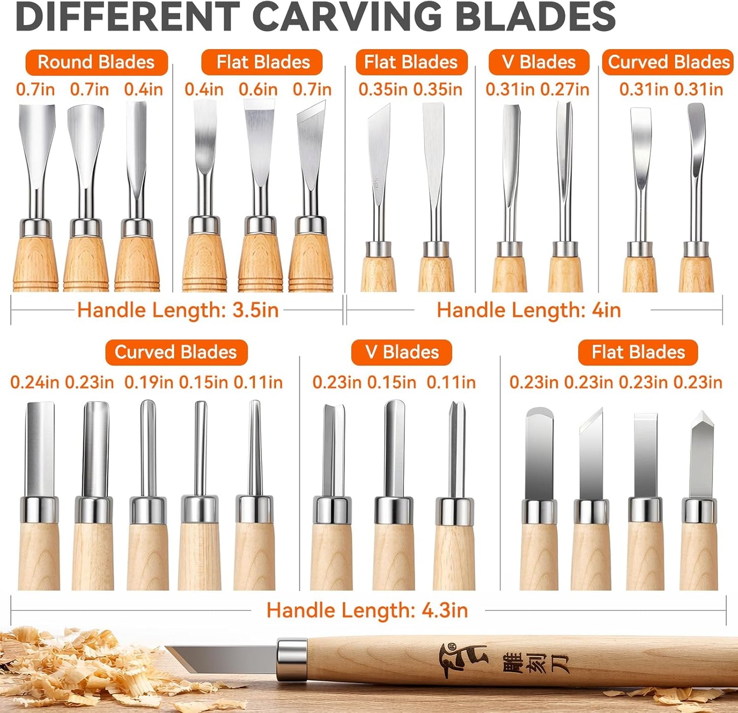 24PCS Wood Knife Kit Set Wood Carving Kit,Professional Chisel Set, including Small, Middle, Large size (24PCS)