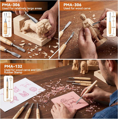 24PCS Wood Knife Kit Set Wood Carving Kit,Professional Chisel Set, including Small, Middle, Large size (24PCS)