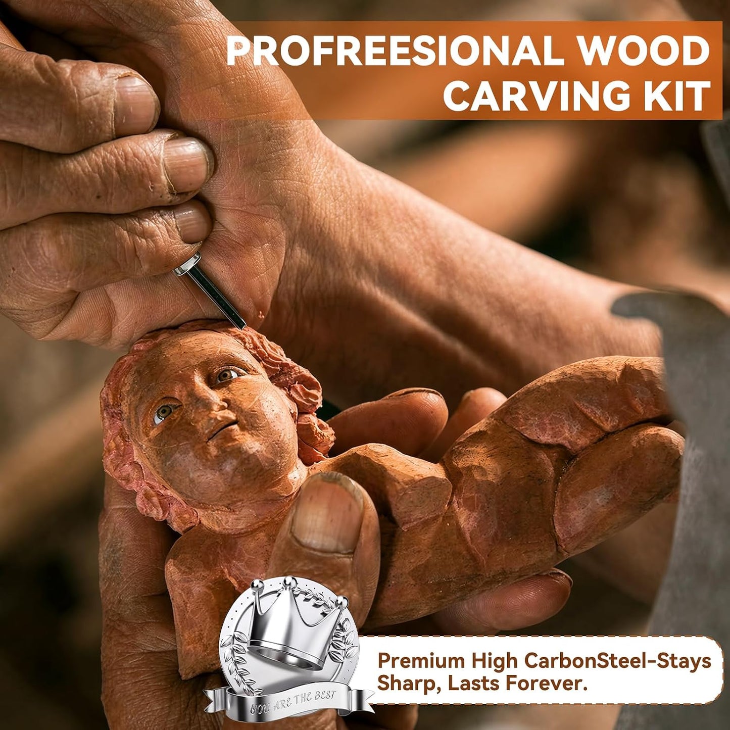 24PCS Wood Knife Kit Set Wood Carving Kit,Professional Chisel Set, including Small, Middle, Large size (24PCS)