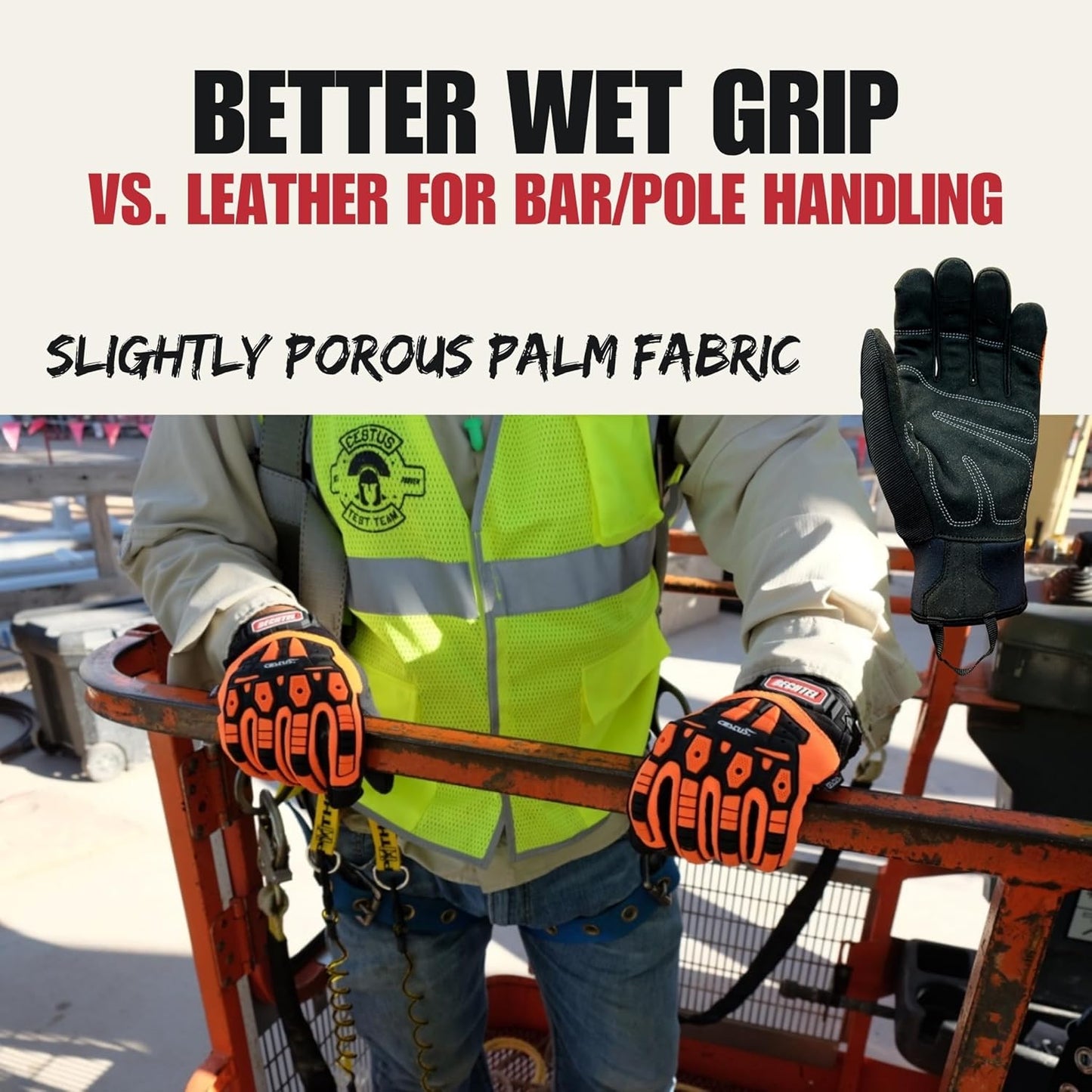 Cestus 6161, Impact Gloves with Fabric Palm, ANSI Cut A6 | Heavy duty work gloves