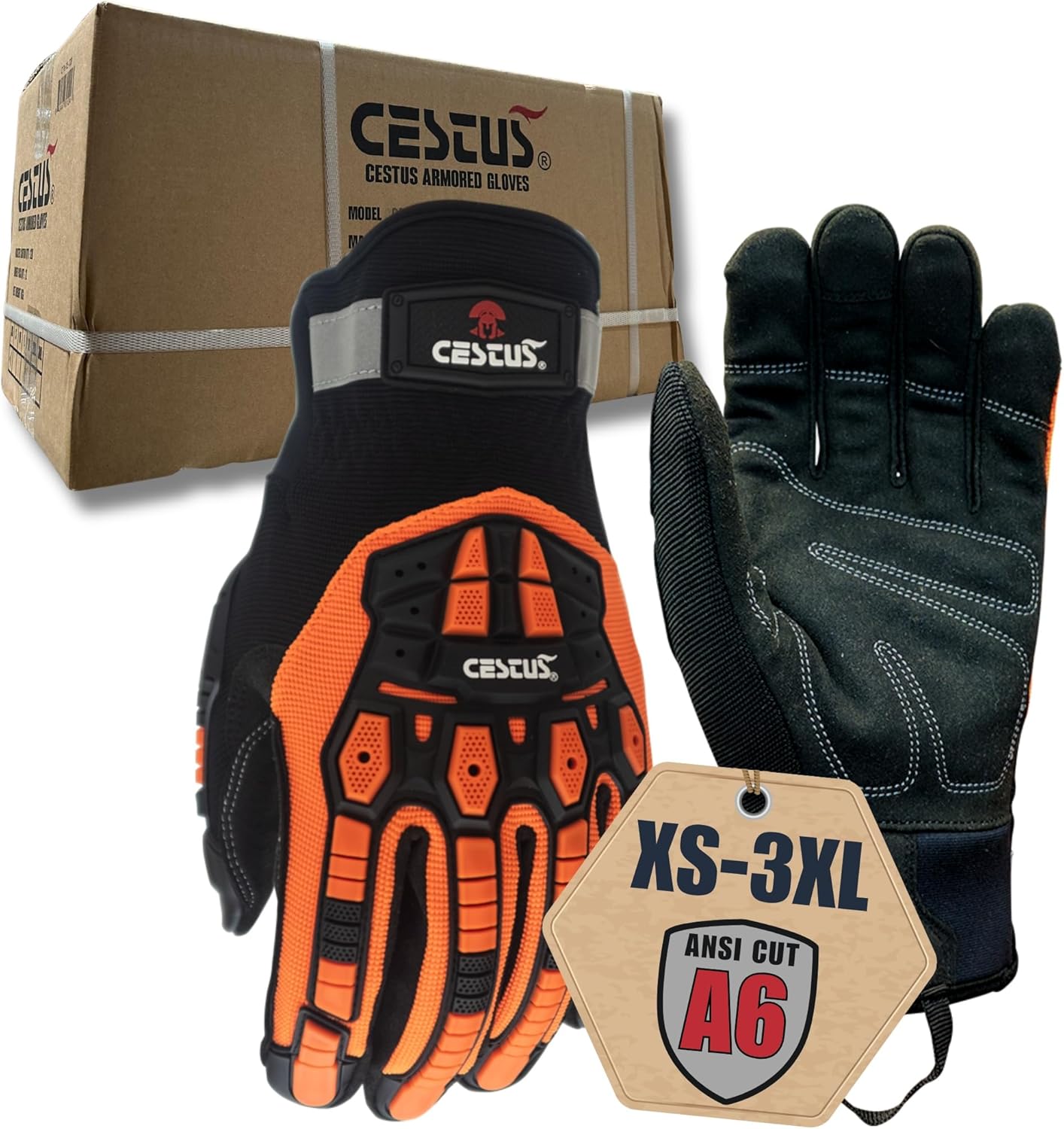 Cestus 6161, Impact Gloves with Fabric Palm, ANSI Cut A6 | Heavy duty work gloves