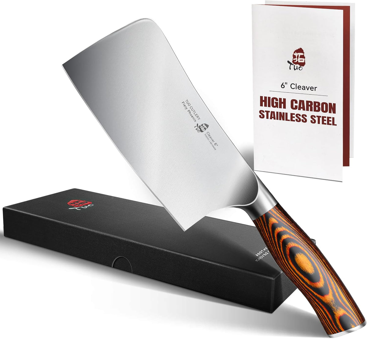Santoku Knife, 7 inch Japanese Chef Knife for Vegetable Chopping & Meat Dicing, High Carbon German Steel, Ergonomic Handle - Fiery Phoenix Series