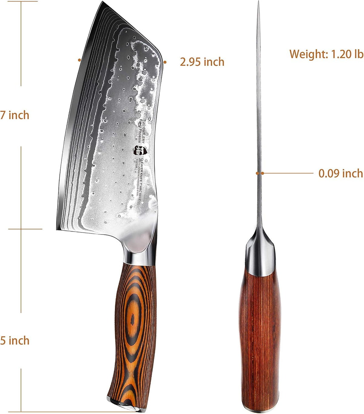 Santoku Knife, 7 inch Japanese Chef Knife for Vegetable Chopping & Meat Dicing, High Carbon German Steel, Ergonomic Handle - Fiery Phoenix Series