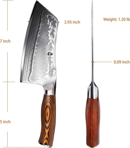 Santoku Knife, 7 inch Japanese Chef Knife for Vegetable Chopping & Meat Dicing, High Carbon German Steel, Ergonomic Handle - Fiery Phoenix Series