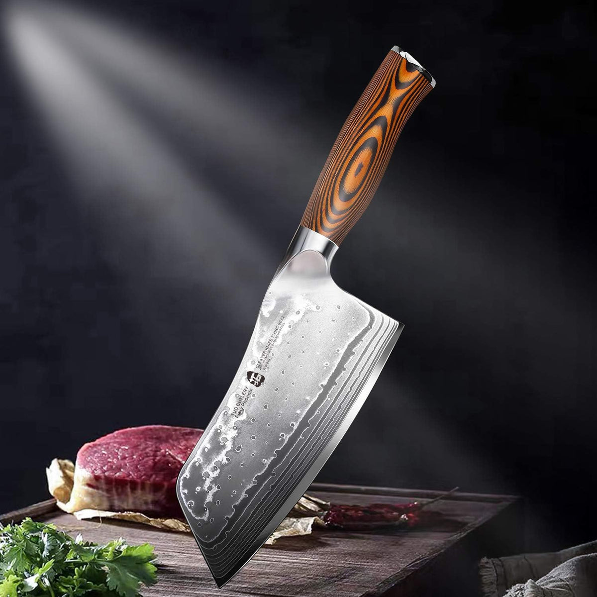 Santoku Knife, 7 inch Japanese Chef Knife for Vegetable Chopping & Meat Dicing, High Carbon German Steel, Ergonomic Handle - Fiery Phoenix Series