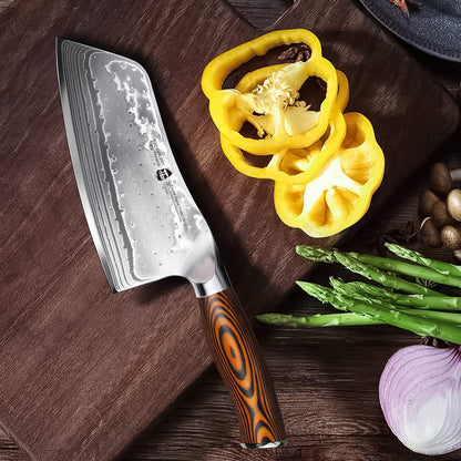 Santoku Knife, 7 inch Japanese Chef Knife for Vegetable Chopping & Meat Dicing, High Carbon German Steel, Ergonomic Handle - Fiery Phoenix Series