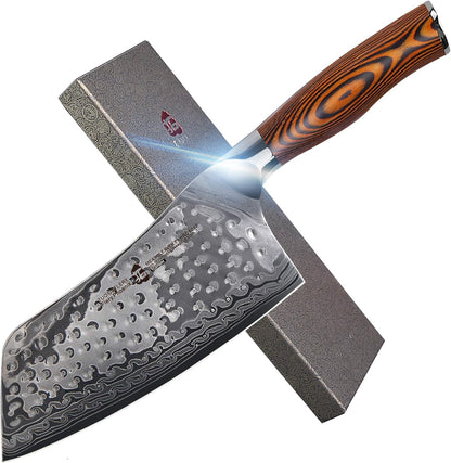 Santoku Knife, 7 inch Japanese Chef Knife for Vegetable Chopping & Meat Dicing, High Carbon German Steel, Ergonomic Handle - Fiery Phoenix Series