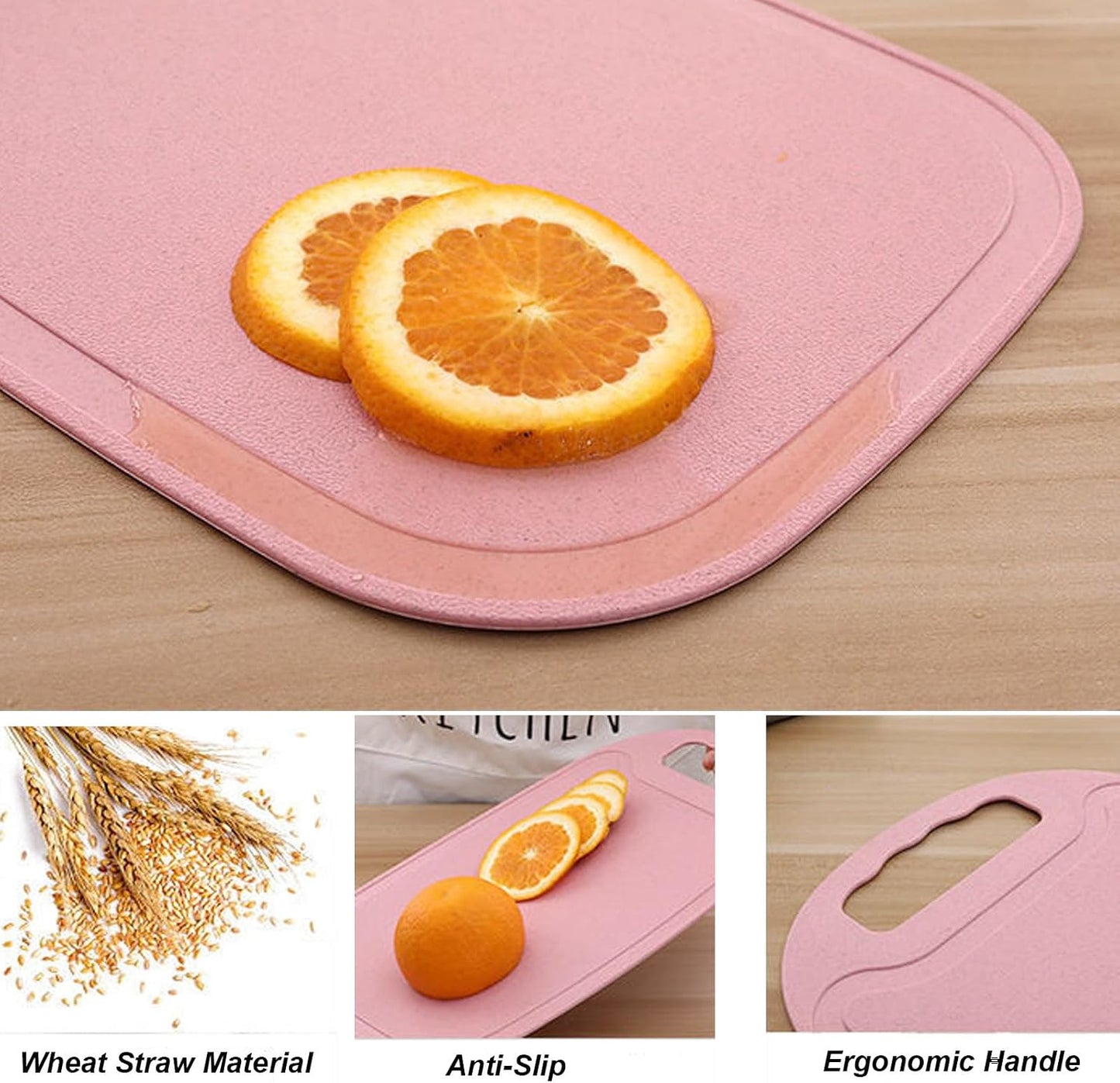 4 Pack Small Cutting Board for Kitchen Wheat Straw Plastic Cute Mini Kids Cutting Boards Fruit Mats