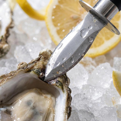 Oyster Shucking Knife Set with Cut Resistant Gloves, Stainless Steel Oyster Knife and Protective Gloves, Professional Oyster Shucker Knife with Guard, Seafood Oyster Opener Knife Tool
