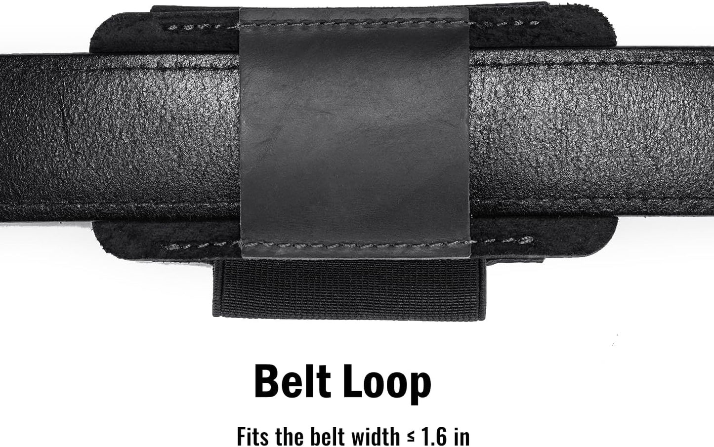 PJ33 Leather Knife Sheath for Belt, Horizontal Carry Pocket Knife Holster with Elastic Pen Holder, Leather Folding Knife Sheath for Men