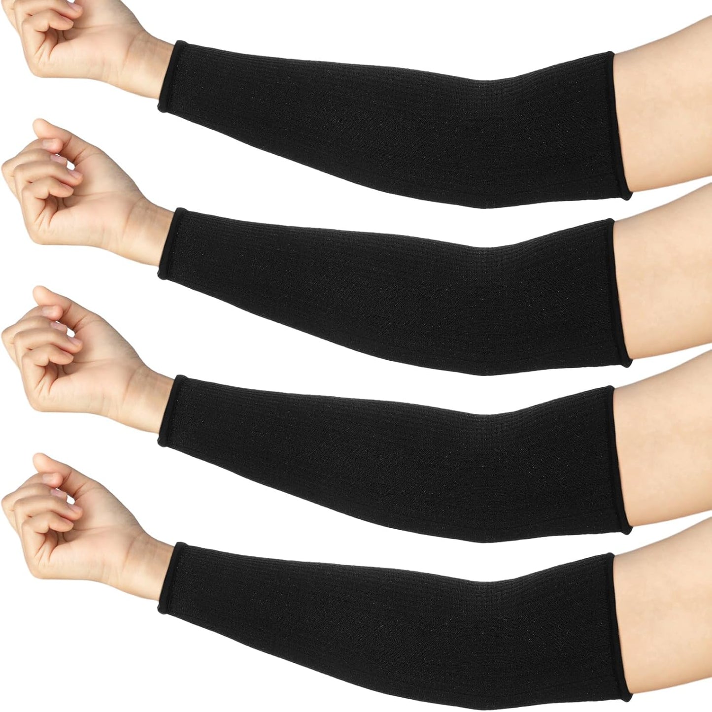 4 Pair Protective Arm Sleeves for Thin Skin Anti-Cut Burn Resistant Cover Forearm Sleeve for Cooking Construction(Black, 11.8 Inch)