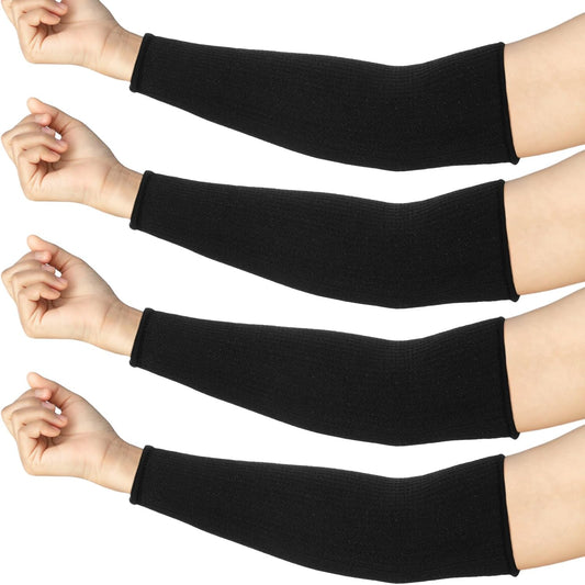 4 Pair Protective Arm Sleeves for Thin Skin Anti-Cut Burn Resistant Cover Forearm Sleeve for Cooking Construction(Black, 11.8 Inch)
