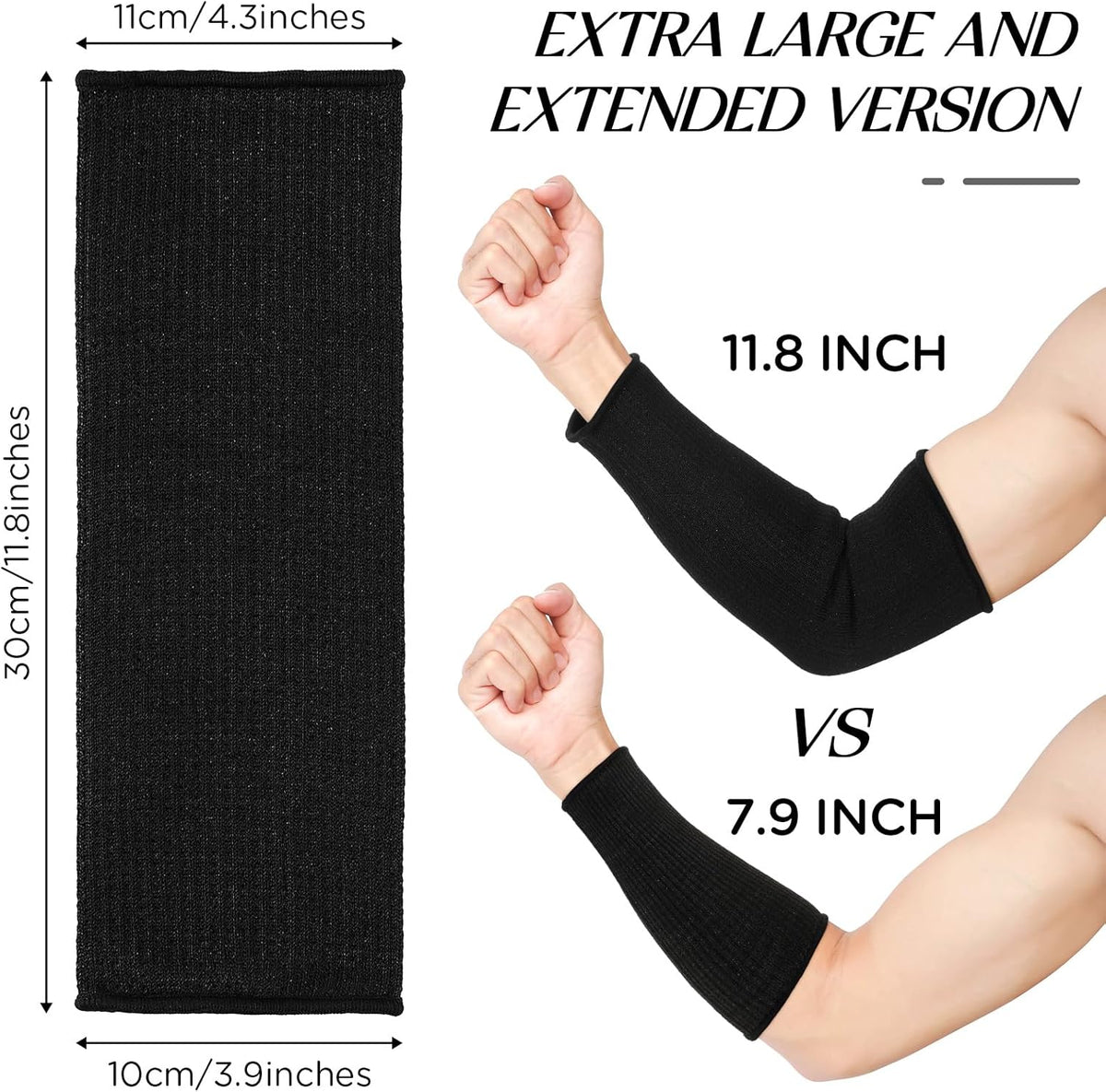 4 Pair Protective Arm Sleeves for Thin Skin Anti-Cut Burn Resistant Cover Forearm Sleeve for Cooking Construction(Black, 11.8 Inch)