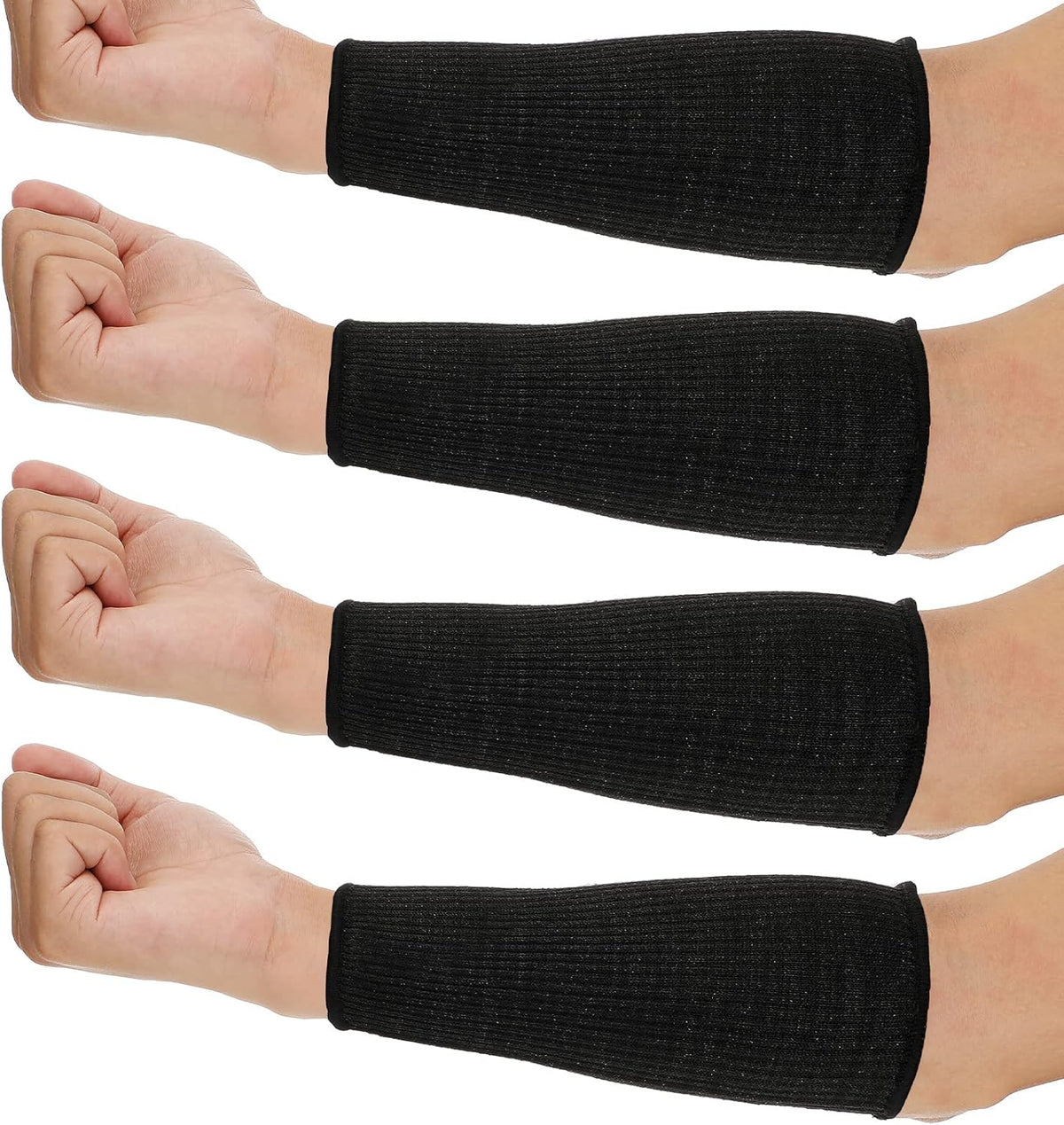 4 Pair Protective Arm Sleeves for Thin Skin Anti-Cut Burn Resistant Cover Forearm Sleeve for Cooking Construction(Black, 11.8 Inch)