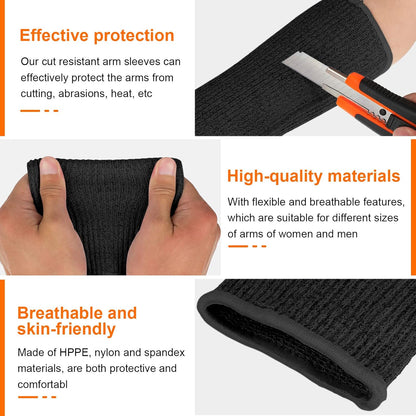 4 Pair Protective Arm Sleeves for Thin Skin Anti-Cut Burn Resistant Cover Forearm Sleeve for Cooking Construction(Black, 11.8 Inch)