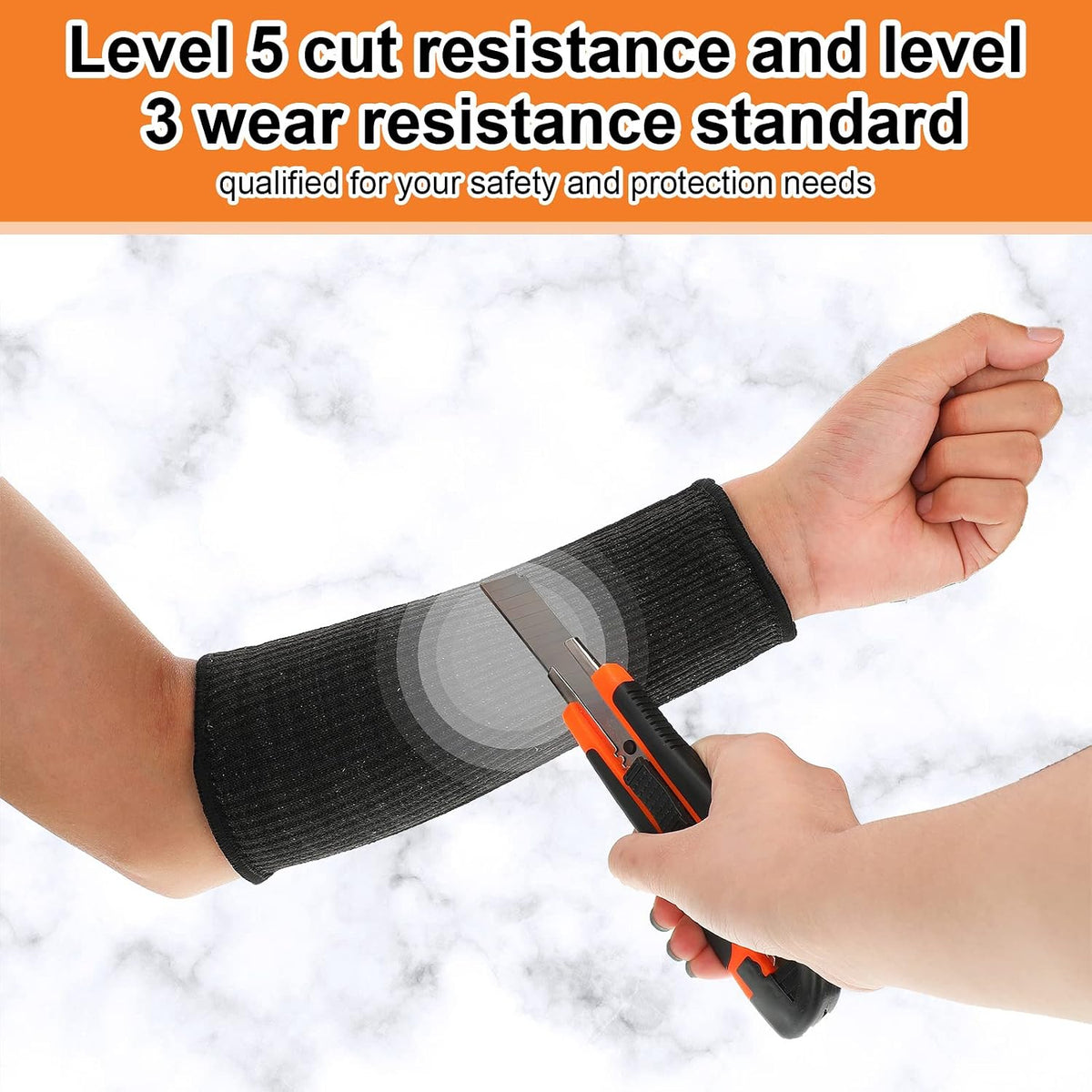 4 Pair Protective Arm Sleeves for Thin Skin Anti-Cut Burn Resistant Cover Forearm Sleeve for Cooking Construction(Black, 11.8 Inch)