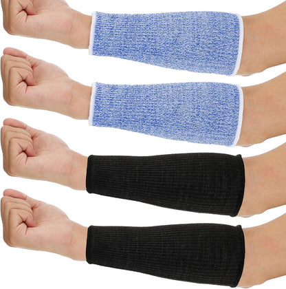 4 Pair Protective Arm Sleeves for Thin Skin Anti-Cut Burn Resistant Cover Forearm Sleeve for Cooking Construction(Black, 11.8 Inch)