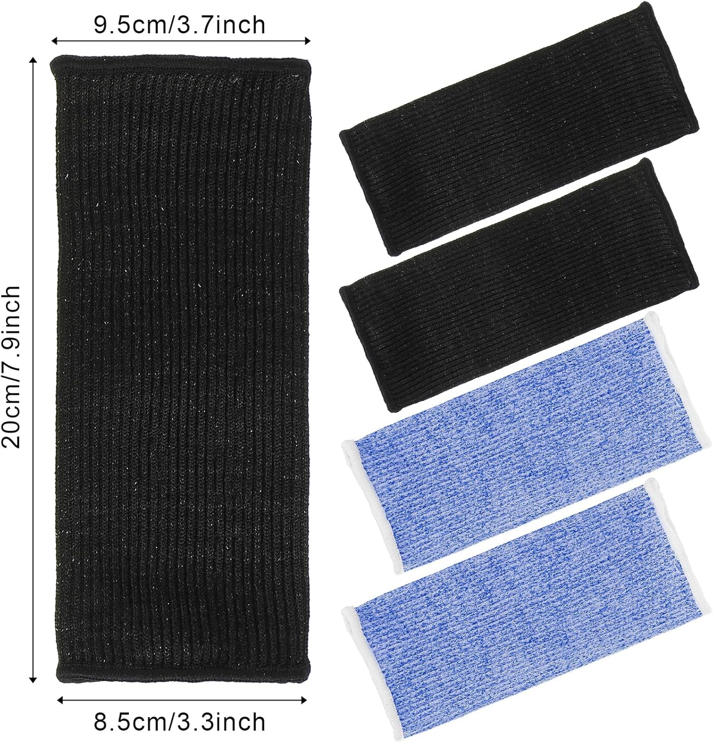 4 Pair Protective Arm Sleeves for Thin Skin Anti-Cut Burn Resistant Cover Forearm Sleeve for Cooking Construction(Black, 11.8 Inch)