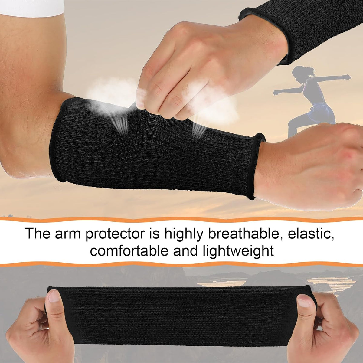 4 Pair Protective Arm Sleeves for Thin Skin Anti-Cut Burn Resistant Cover Forearm Sleeve for Cooking Construction(Black, 11.8 Inch)