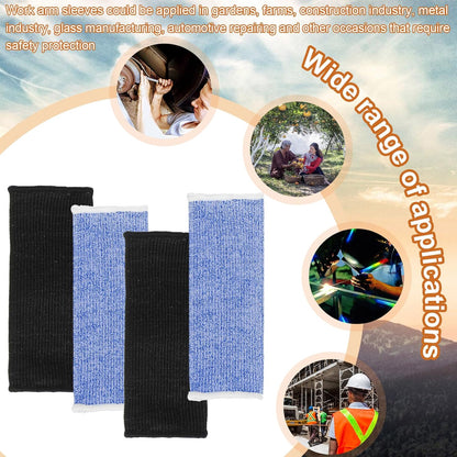 4 Pair Protective Arm Sleeves for Thin Skin Anti-Cut Burn Resistant Cover Forearm Sleeve for Cooking Construction(Black, 11.8 Inch)
