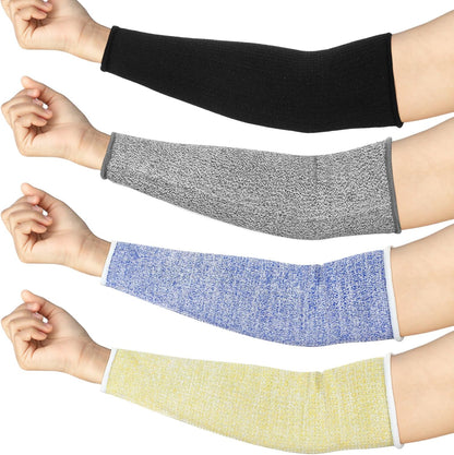 4 Pair Protective Arm Sleeves for Thin Skin Anti-Cut Burn Resistant Cover Forearm Sleeve for Cooking Construction(Black, 11.8 Inch)