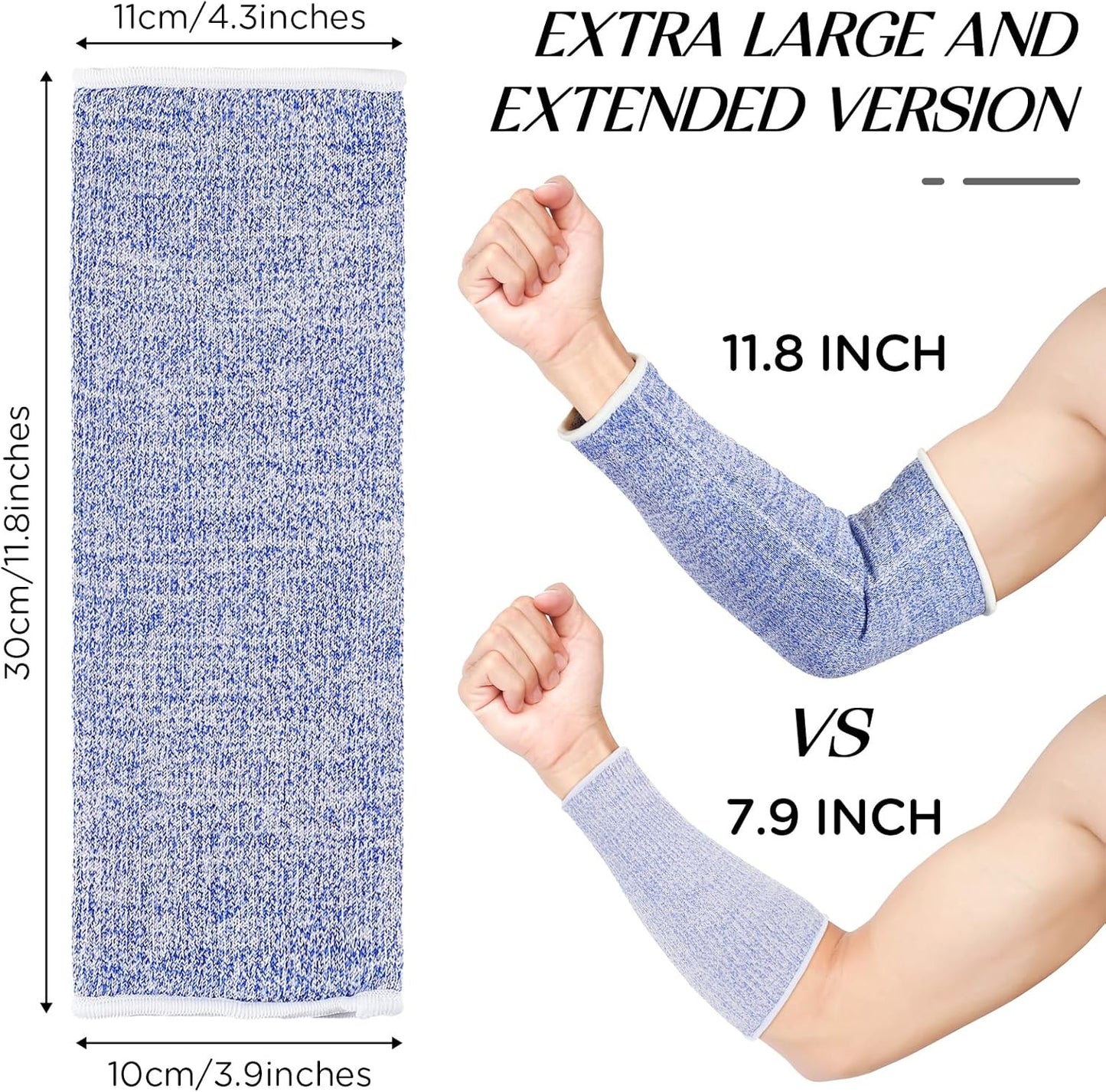 4 Pair Protective Arm Sleeves for Thin Skin Anti-Cut Burn Resistant Cover Forearm Sleeve for Cooking Construction(Black, 11.8 Inch)