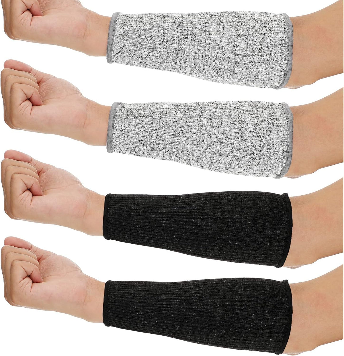 4 Pair Protective Arm Sleeves for Thin Skin Anti-Cut Burn Resistant Cover Forearm Sleeve for Cooking Construction(Black, 11.8 Inch)