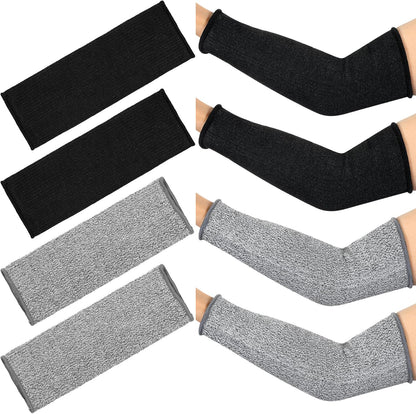 4 Pair Protective Arm Sleeves for Thin Skin Anti-Cut Burn Resistant Cover Forearm Sleeve for Cooking Construction(Black, 11.8 Inch)