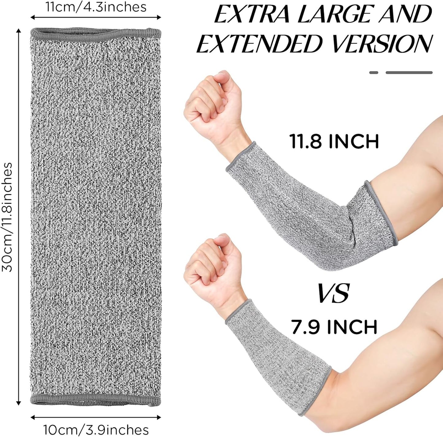 4 Pair Protective Arm Sleeves for Thin Skin Anti-Cut Burn Resistant Cover Forearm Sleeve for Cooking Construction(Black, 11.8 Inch)