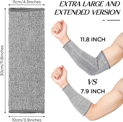 4 Pair Protective Arm Sleeves for Thin Skin Anti-Cut Burn Resistant Cover Forearm Sleeve for Cooking Construction(Black, 11.8 Inch)