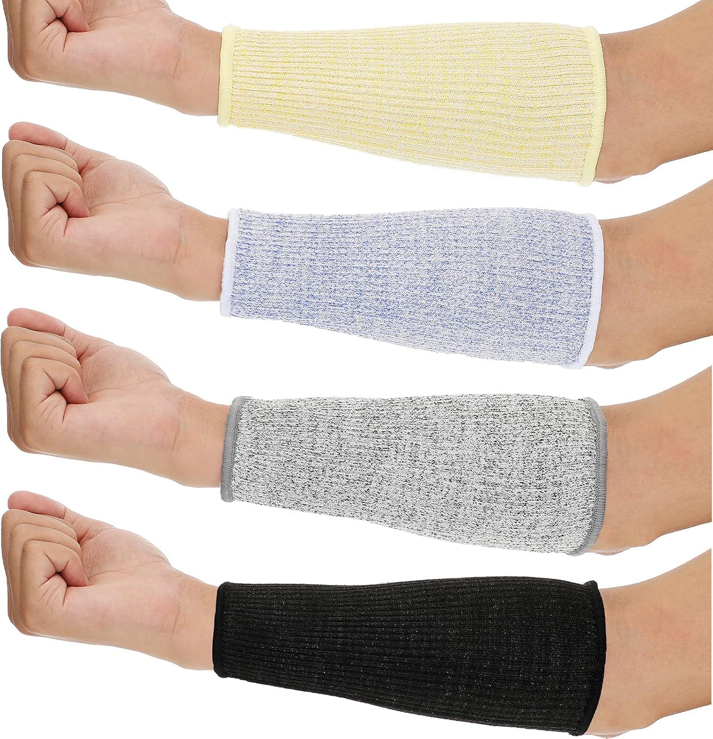 4 Pair Protective Arm Sleeves for Thin Skin Anti-Cut Burn Resistant Cover Forearm Sleeve for Cooking Construction(Black, 11.8 Inch)