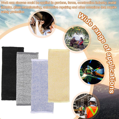 4 Pair Protective Arm Sleeves for Thin Skin Anti-Cut Burn Resistant Cover Forearm Sleeve for Cooking Construction(Black, 11.8 Inch)