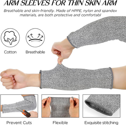 4 Pair Protective Arm Sleeves for Thin Skin Anti-Cut Burn Resistant Cover Forearm Sleeve for Cooking Construction(Black, 11.8 Inch)