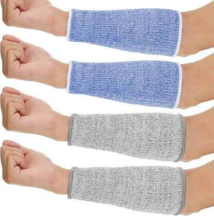 4 Pair Protective Arm Sleeves for Thin Skin Anti-Cut Burn Resistant Cover Forearm Sleeve for Cooking Construction(Black, 11.8 Inch)