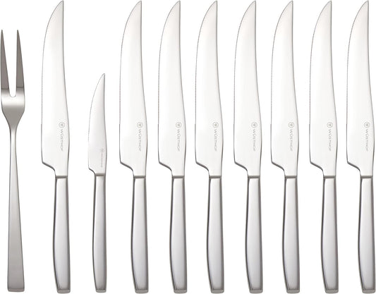Wüsthof 10-Piece Stainless Steak and Carving Knife Set, Olivewood