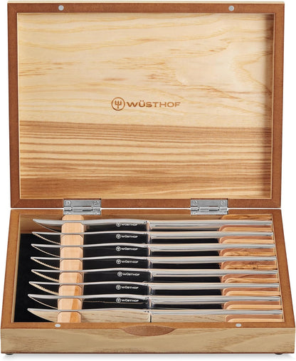 Wüsthof 10-Piece Stainless Steak and Carving Knife Set, Olivewood