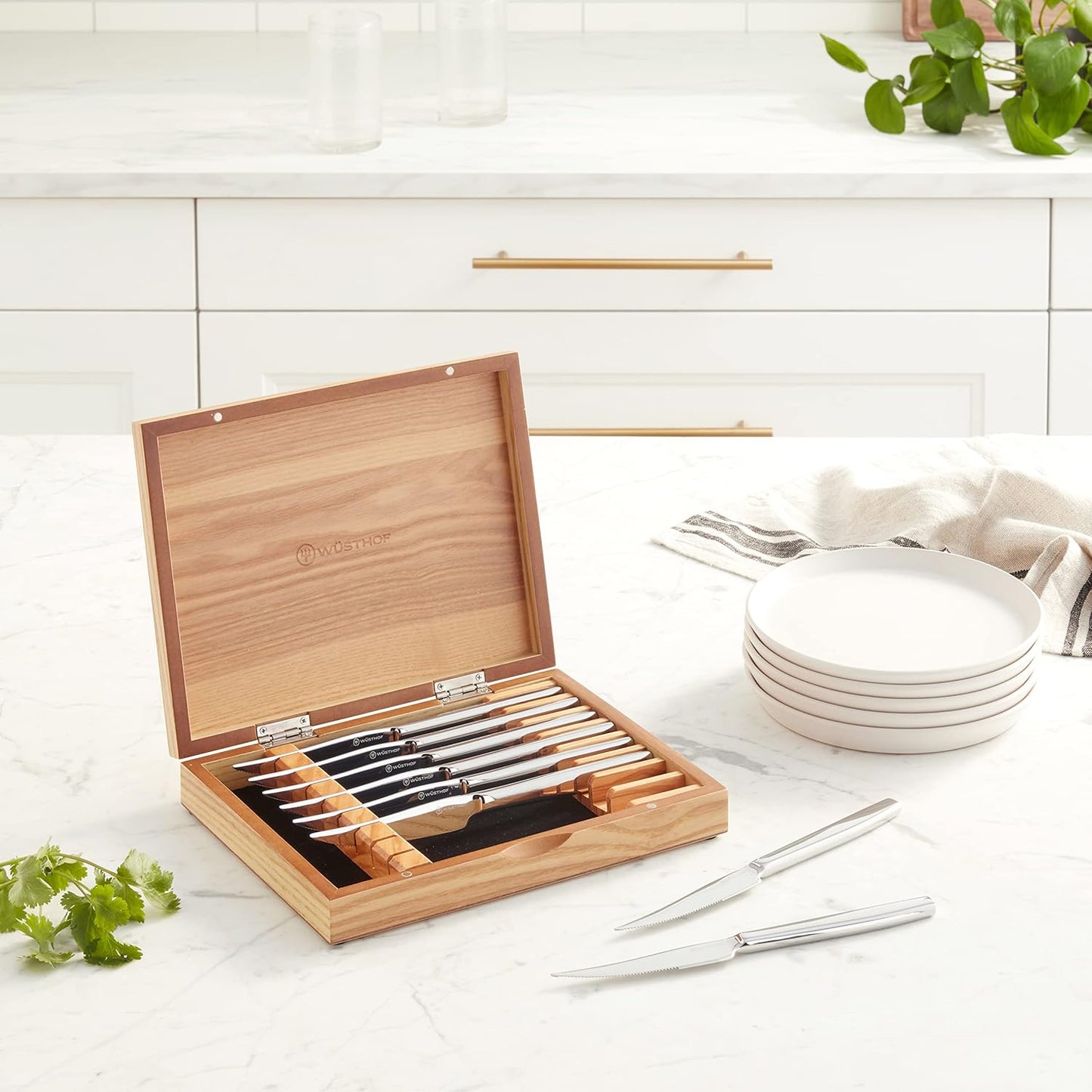 Wüsthof 10-Piece Stainless Steak and Carving Knife Set, Olivewood