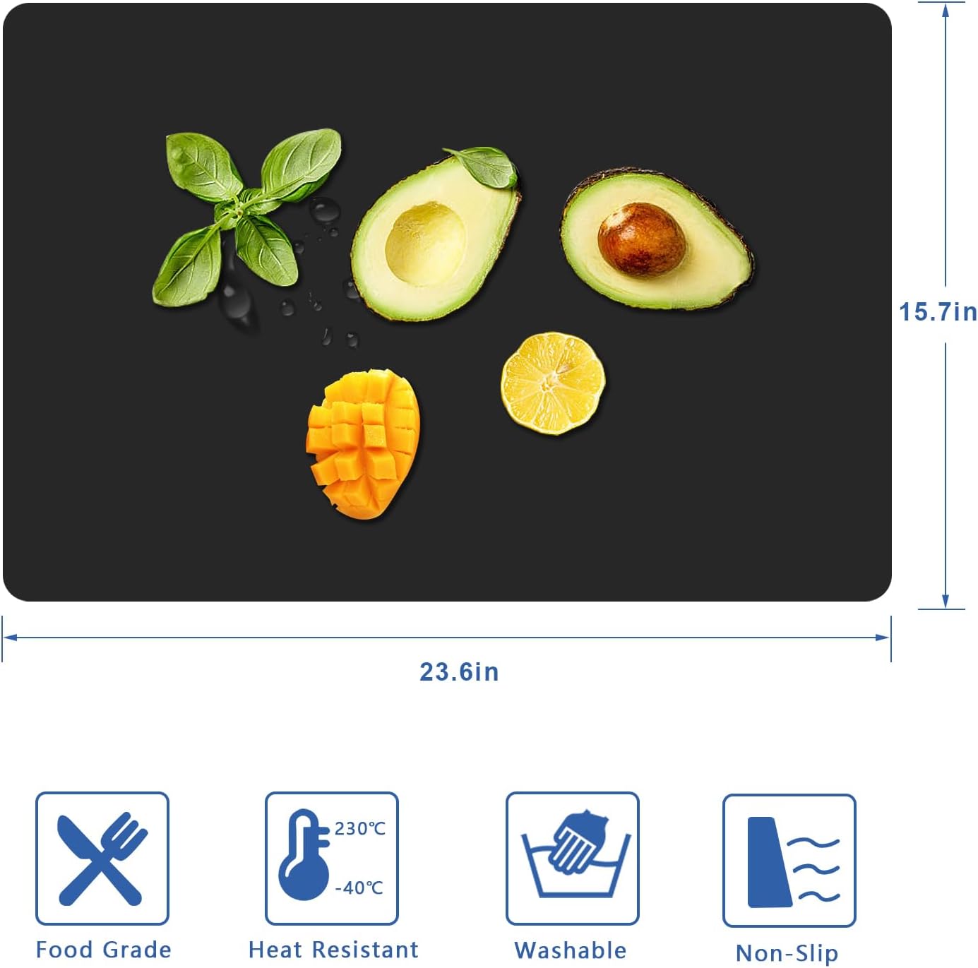 Silicone Placemats, Food-Grade Non-Slip Waterproof, Dining, Countertop Protector, Kitchen Counter Mat, Heat Resistant, Baking mat Dishwasher Safe