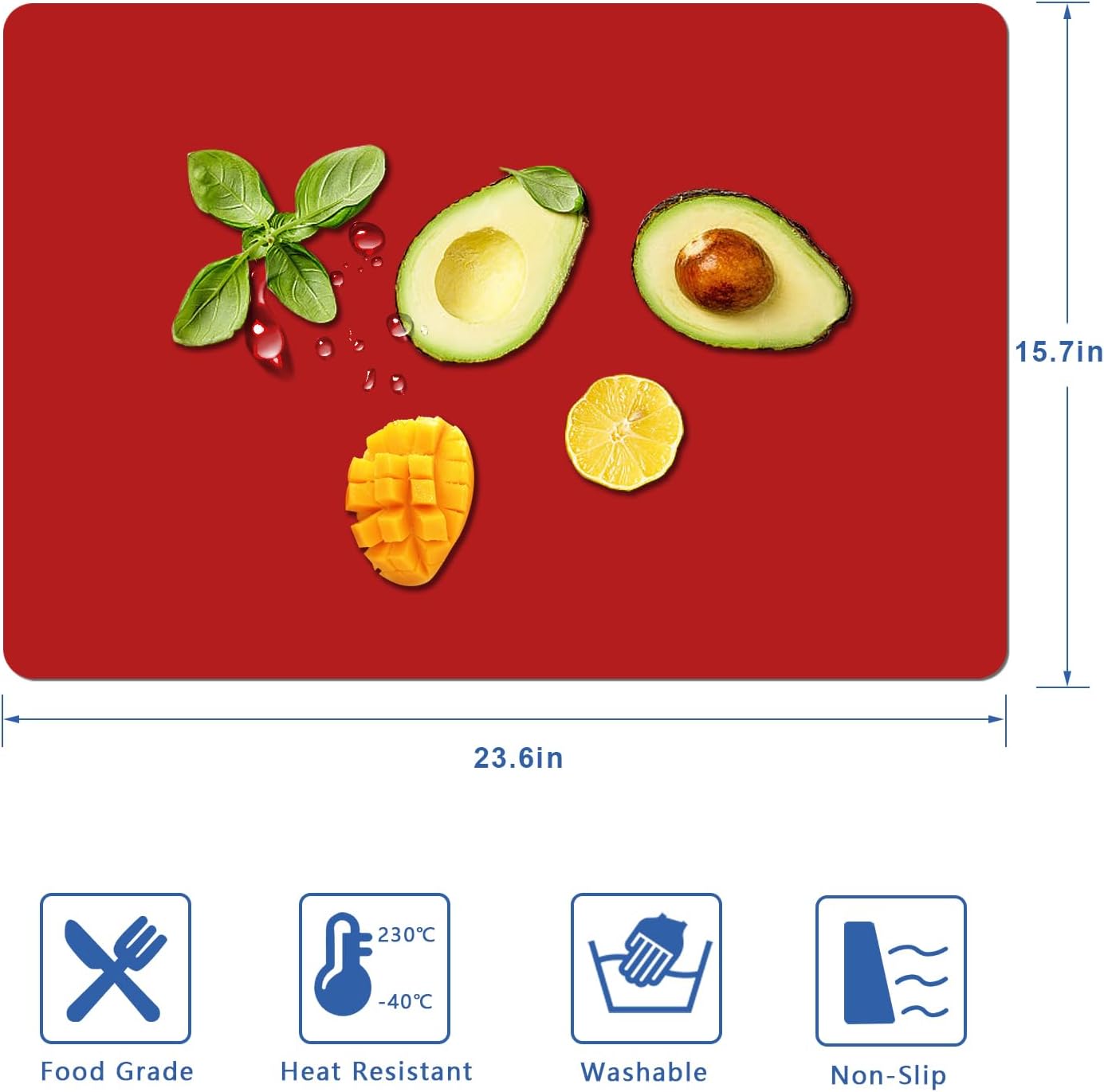 Silicone Placemats, Food-Grade Non-Slip Waterproof, Dining, Countertop Protector, Kitchen Counter Mat, Heat Resistant, Baking mat Dishwasher Safe