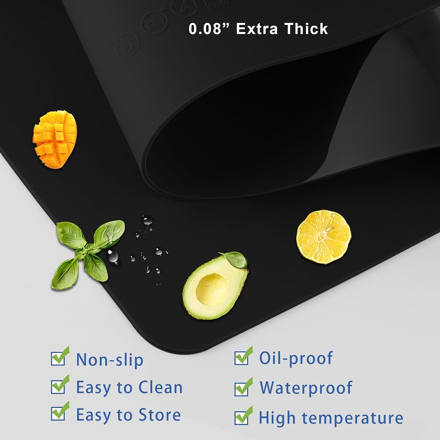 Silicone Placemats, Food-Grade Non-Slip Waterproof, Dining, Countertop Protector, Kitchen Counter Mat, Heat Resistant, Baking mat Dishwasher Safe