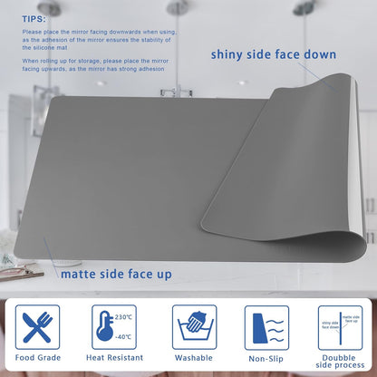 Silicone Placemats, Food-Grade Non-Slip Waterproof, Dining, Countertop Protector, Kitchen Counter Mat, Heat Resistant, Baking mat Dishwasher Safe